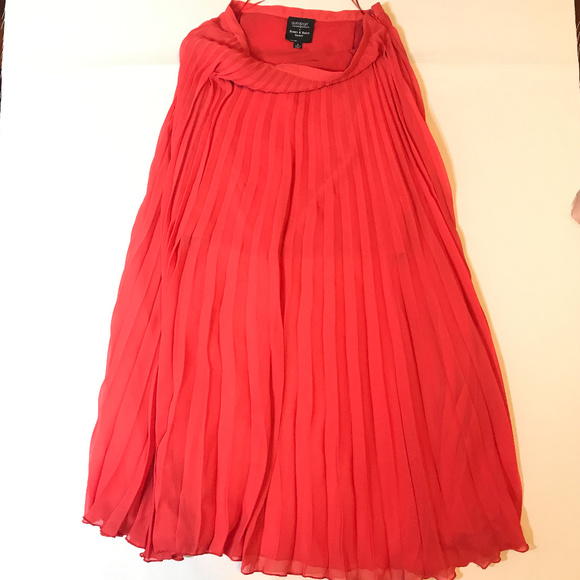 New Gossip girl Red Orange Maxi Pleated Skirt - Picture 3 of 3